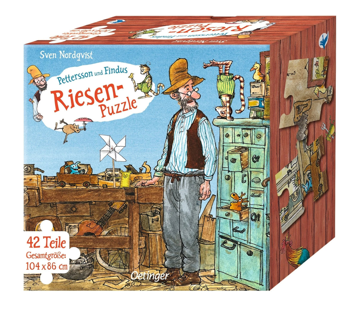 Kinderpuzzle: Pettersson und Findus. Riesen-Puzzle. Petterssons Tischlerschuppen. 42 Teile, Gesamtgröße 104 x 86 cm