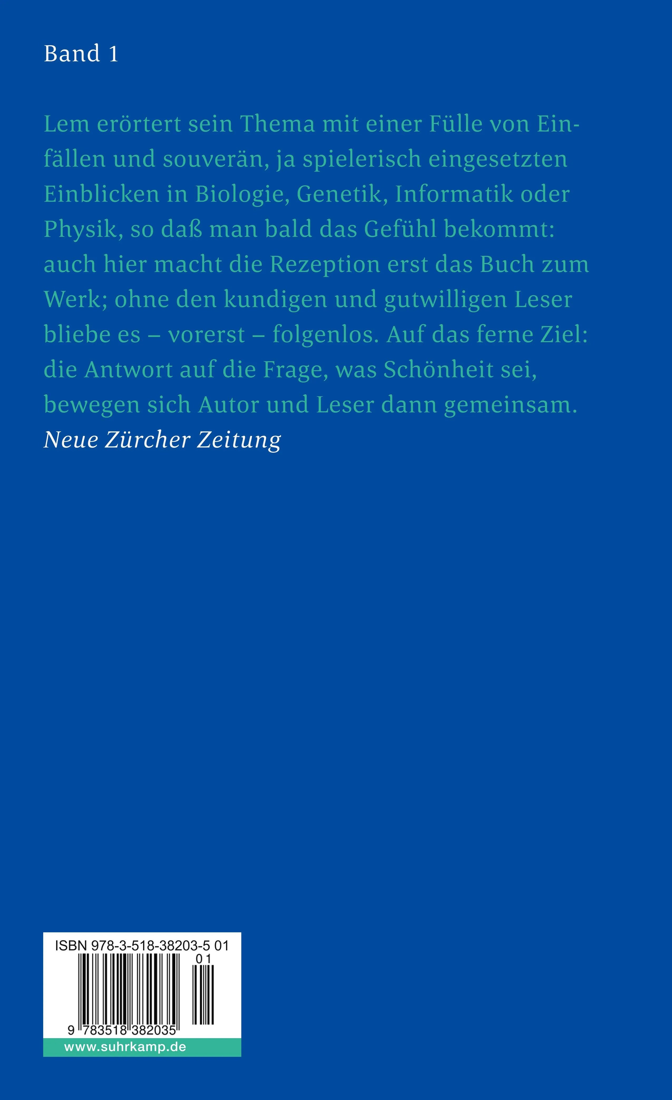Buchrückseite von 'Philosophie des Zufalls' mit Klappentext - Taschenbuch