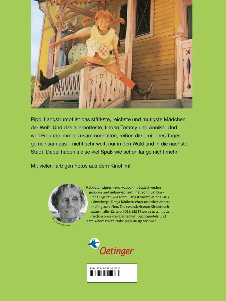 Buchrückseite von 'Pippi außer Rand und Band' mit Klappentext - Gebundene Ausgabe