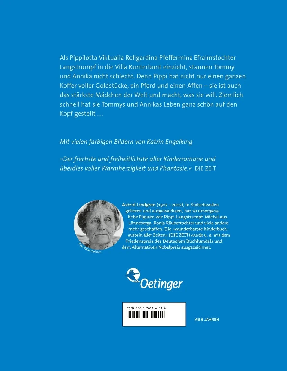 Buchrückseite von 'Pippi Langstrumpf 1' mit Klappentext - Gebundene Ausgabe