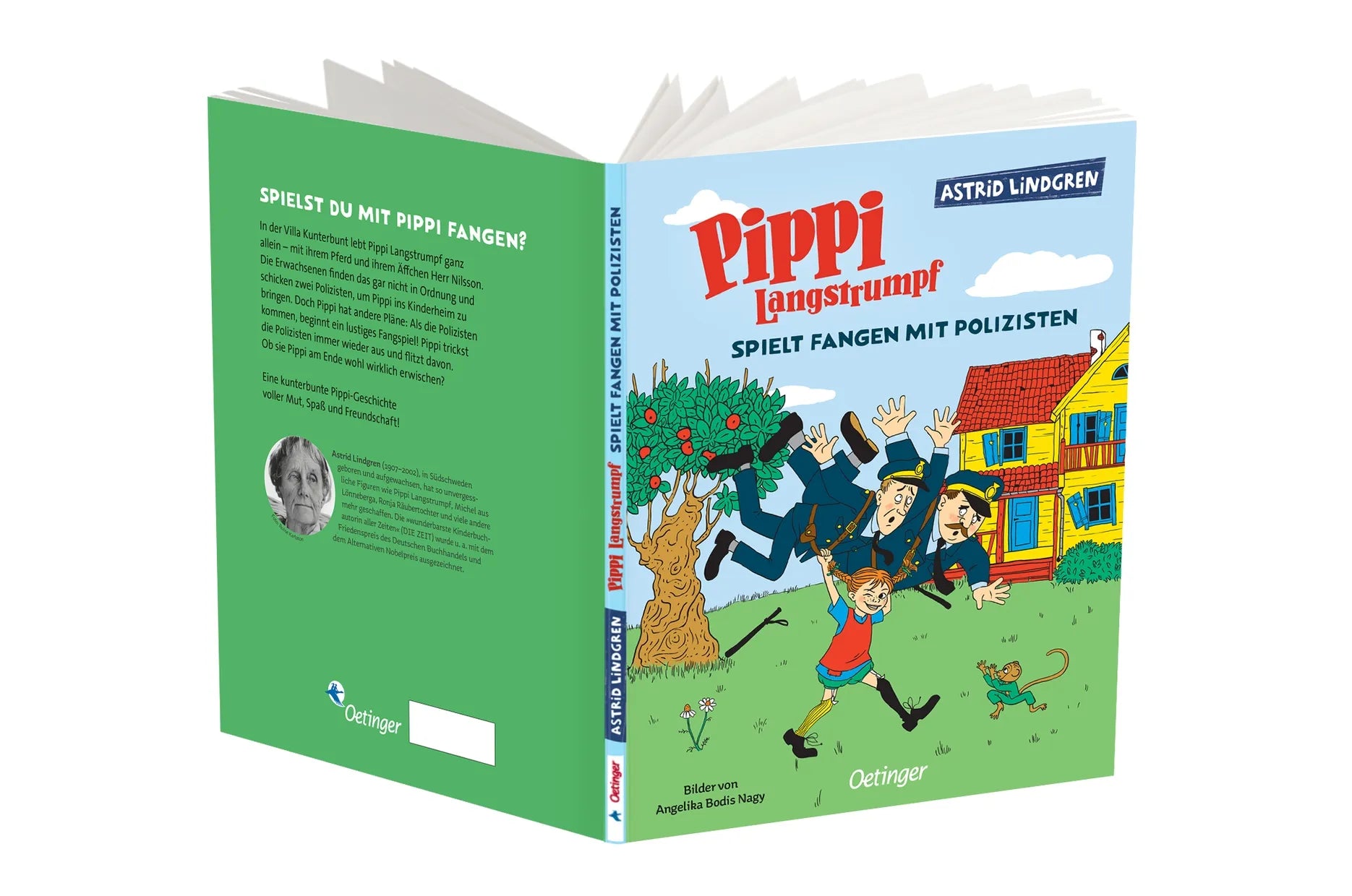 Detailansicht: Pippi Langstrumpf spielt Fangen mit Polizisten (Hardcover)