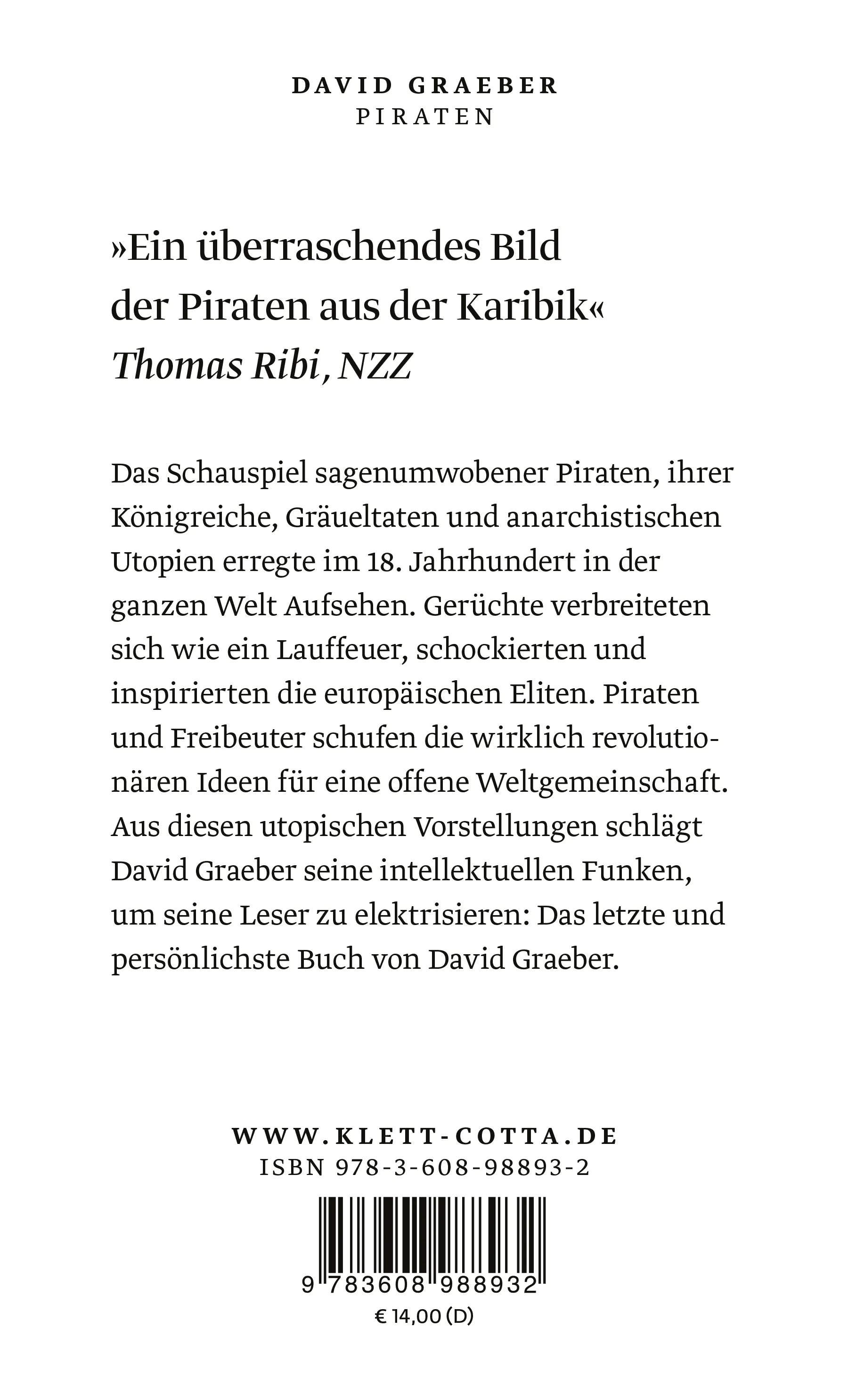 Buchrückseite von 'Piraten' mit Klappentext - Taschenbuch