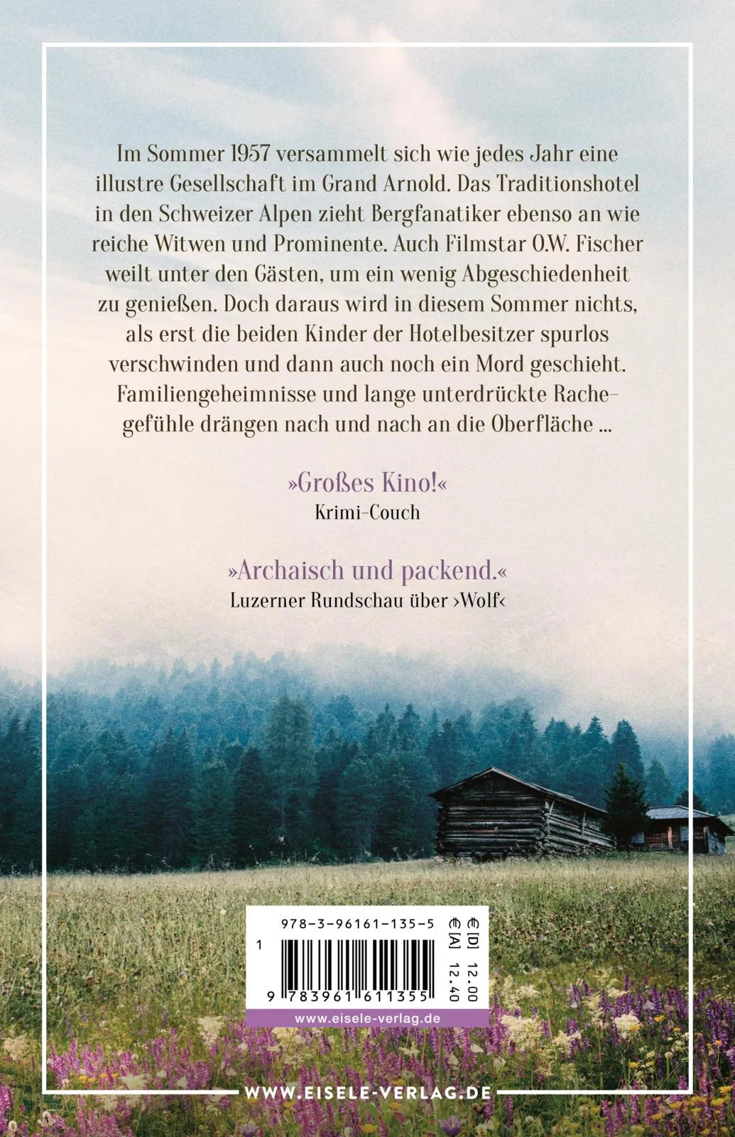 Buchrückseite von 'Piz Palü' mit Klappentext - Taschenbuch
