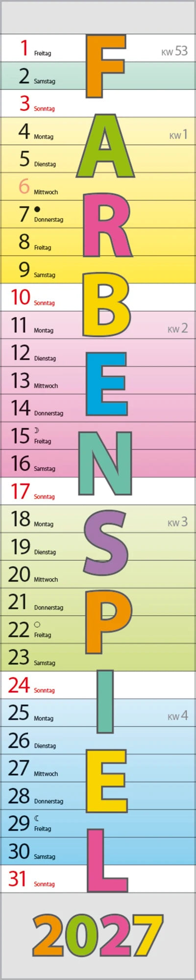Wandkalender: Planer Farbenspiel 2027