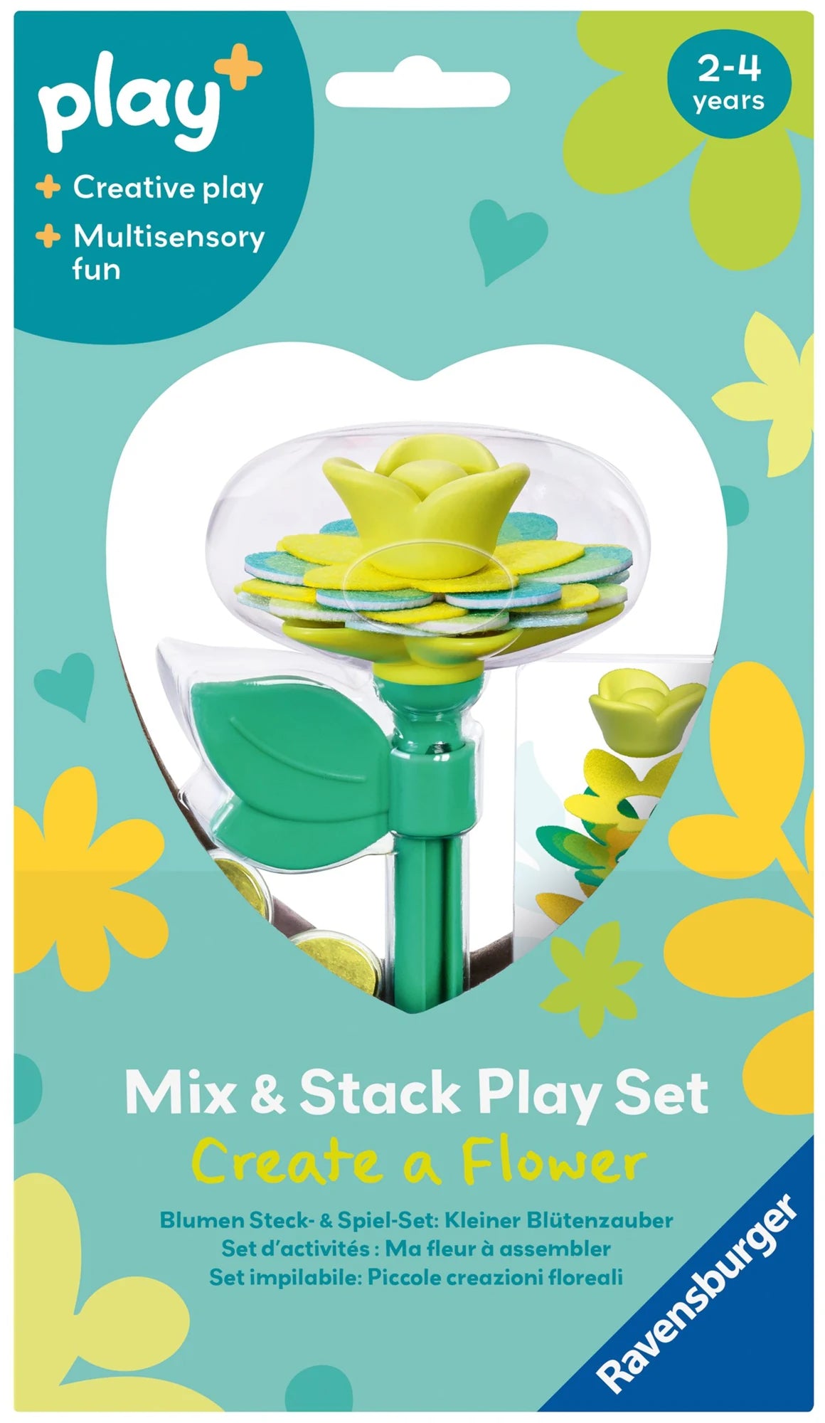 Gesellschaftsspiel: Play+ Blumen Steck- und Spiel-Set: Kleiner Blütenzauber gelb - ab 2 Jahre