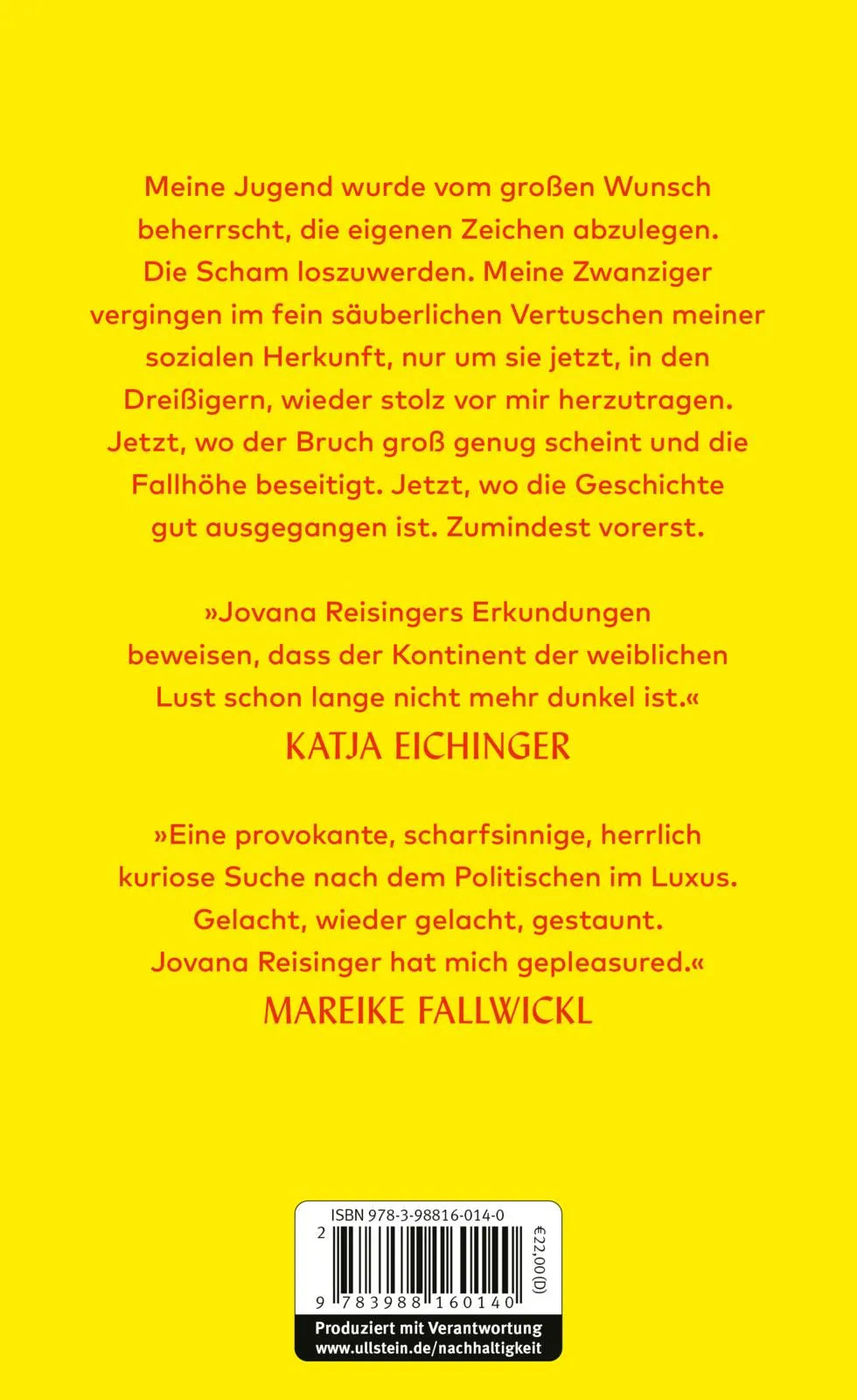 Buchrückseite von 'PLEASURE' mit Klappentext - Gebundene Ausgabe