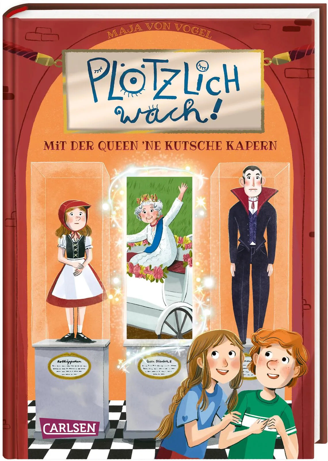 Buchcover von 'Plötzlich wach! 1: Mit der Queen ne Kutsche kapern' - Gebundene Ausgabe von Maja von Vogel