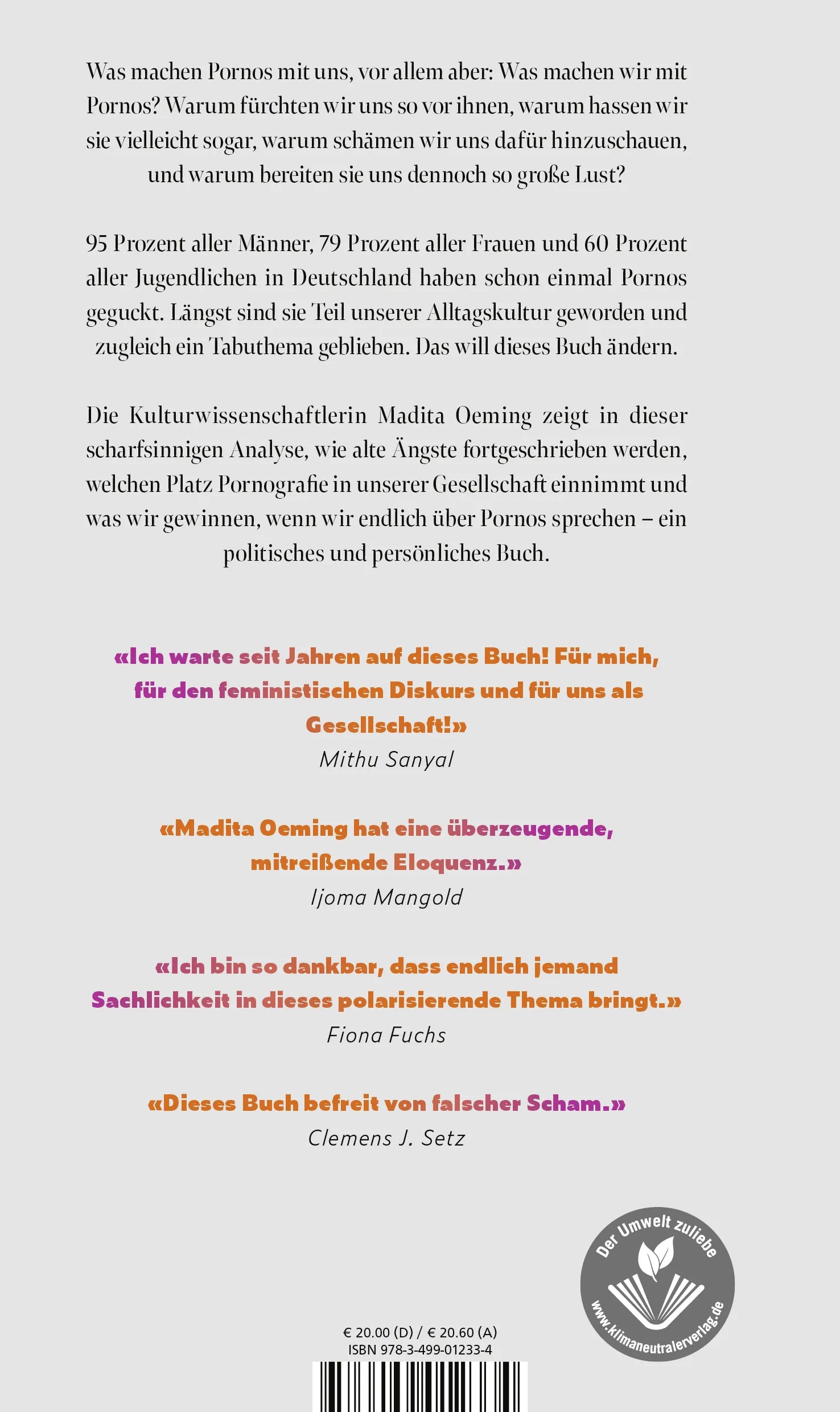 Buchrückseite von 'Porno' mit Klappentext - Gebundene Ausgabe