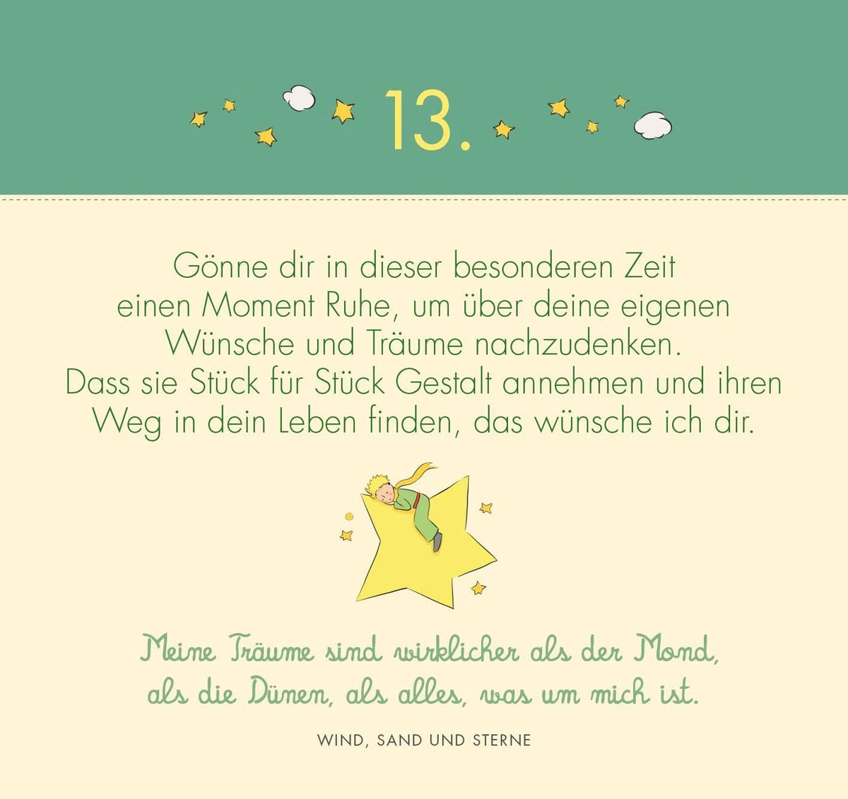 Postkarten-Adventskalender. Der Kleine Prinz. 24 liebe Wünsche für dich – Ansicht