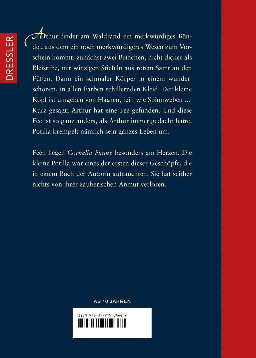 Buchrückseite von 'Potilla und der Mützendieb' mit Klappentext - Gebundene Ausgabe