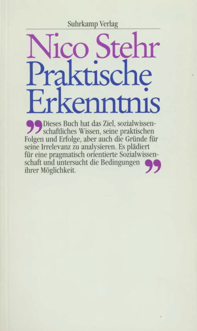Buchcover von 'Praktische Erkenntnis' - Taschenbuch von Nico Stehr