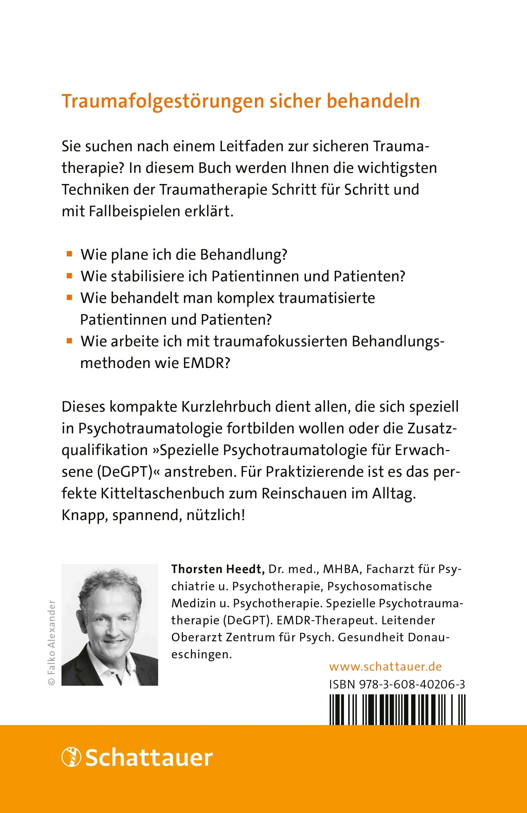 Buchrückseite von 'Praktische Psychotraumatherapie' mit Klappentext - Paperback
