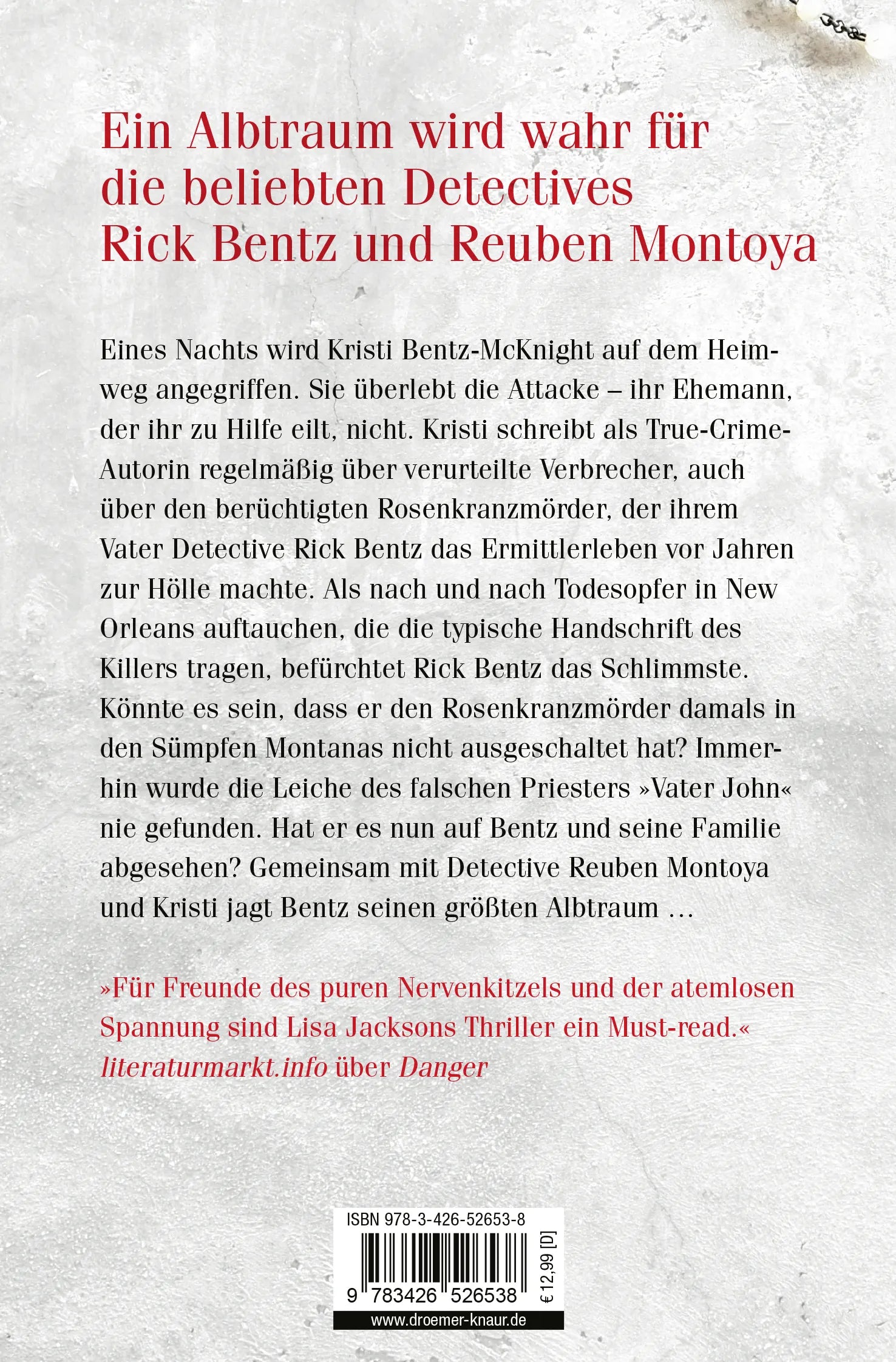 Buchrückseite von 'Pray - Meine Rache findet euch' mit Klappentext - Taschenbuch