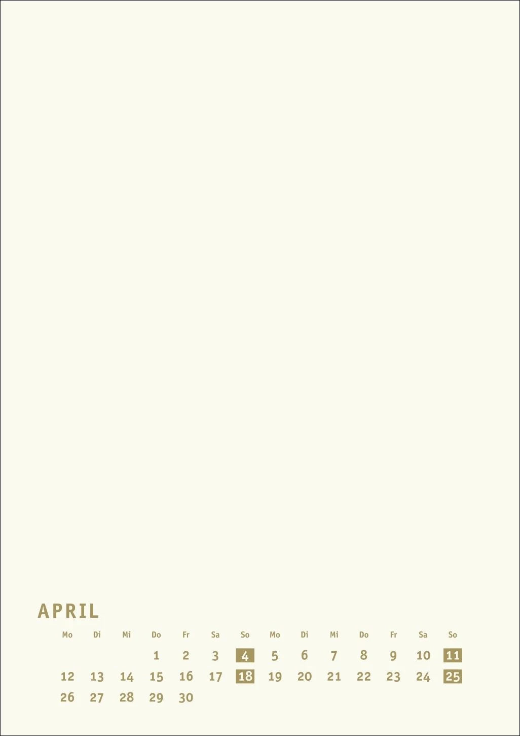 Premium-Bastelkalender gold A4 2027 – Ansicht