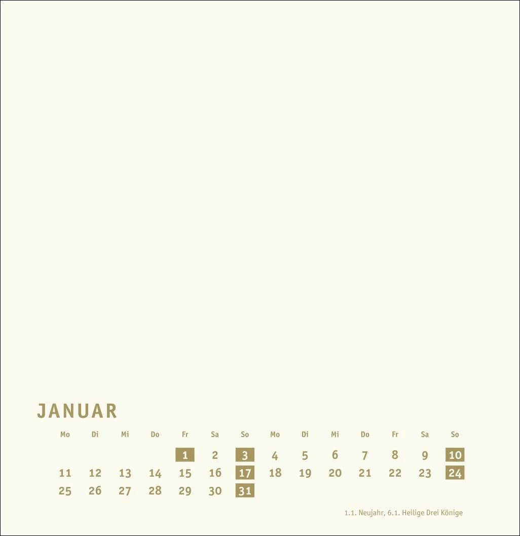 Premium-Bastelkalender gold groß 2027 – Ansicht