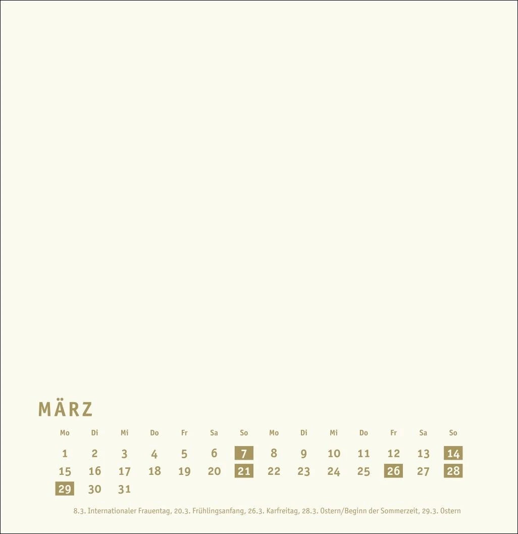 Premium-Bastelkalender gold groß 2027 – Ansicht