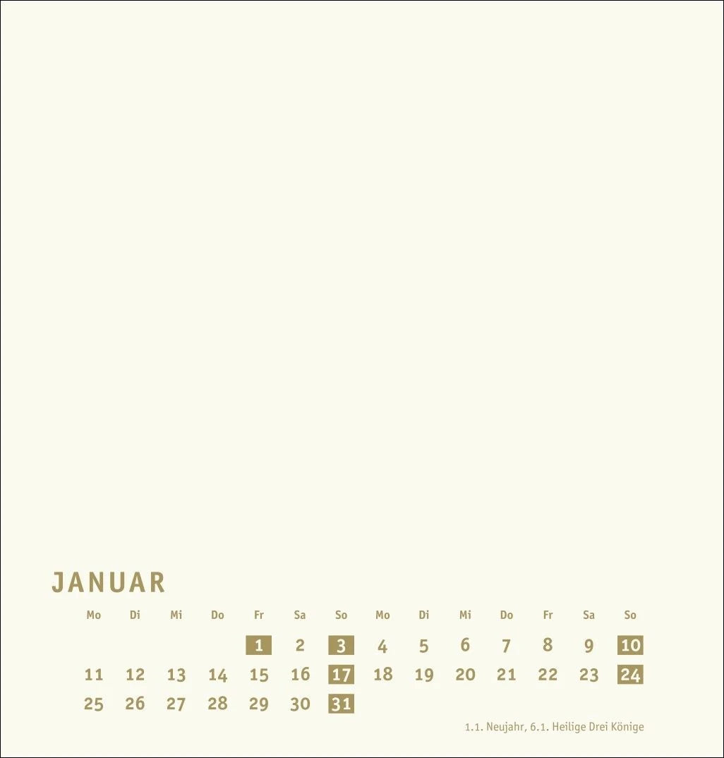 Premium-Bastelkalender gold mittel 2027 – Ansicht