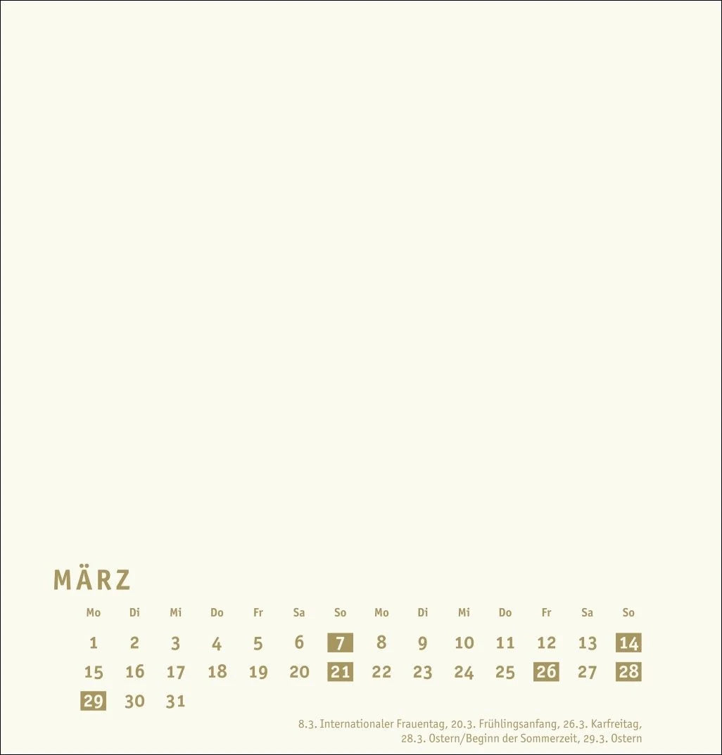 Premium-Bastelkalender gold mittel 2027 – Ansicht