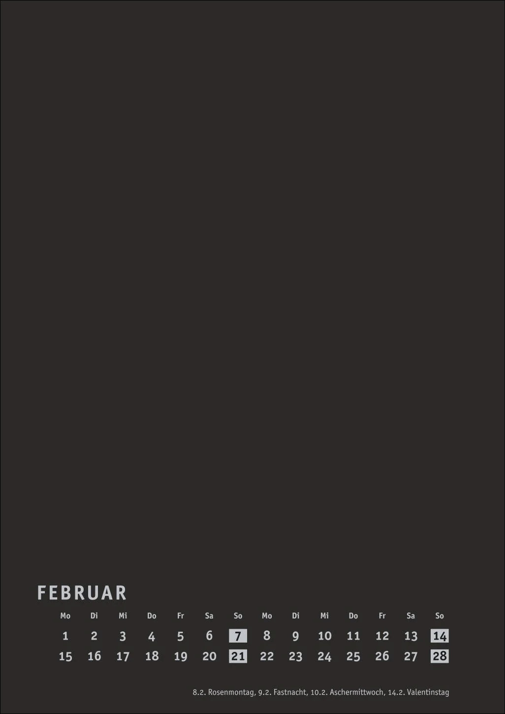 Premium-Bastelkalender schwarz A4 2027 – Ansicht