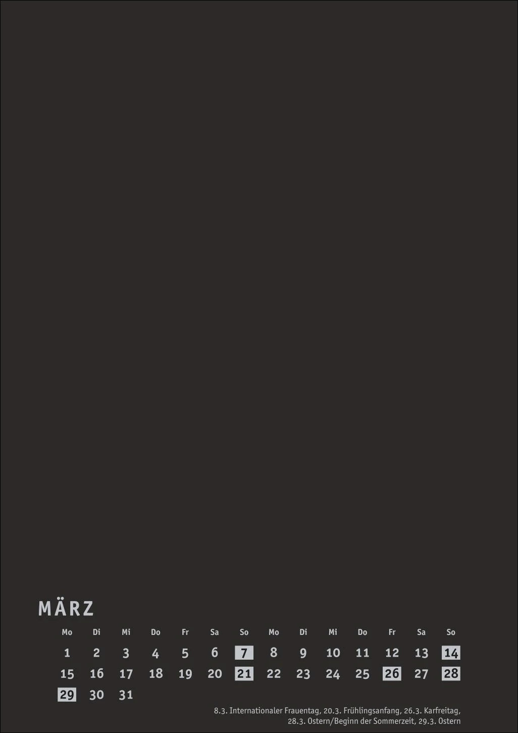 Premium-Bastelkalender schwarz A4 2027 – Ansicht
