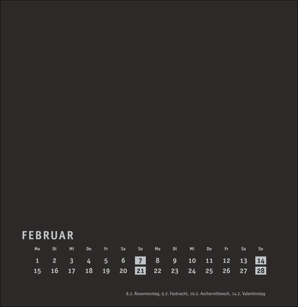 Premium-Bastelkalender schwarz groß 2027 – Ansicht