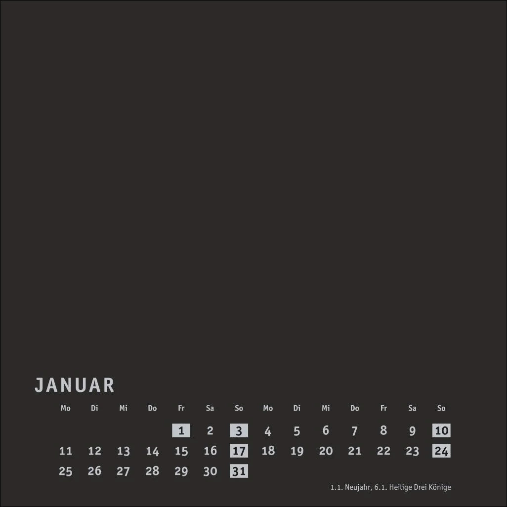 Premium-Bastelkalender schwarz klein 2027 – Ansicht