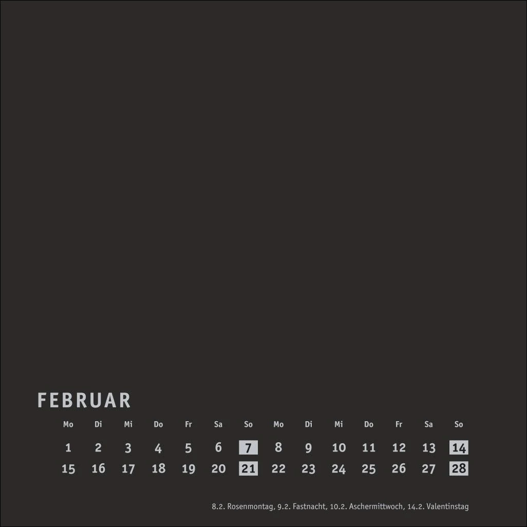 Premium-Bastelkalender schwarz klein 2027 – Ansicht
