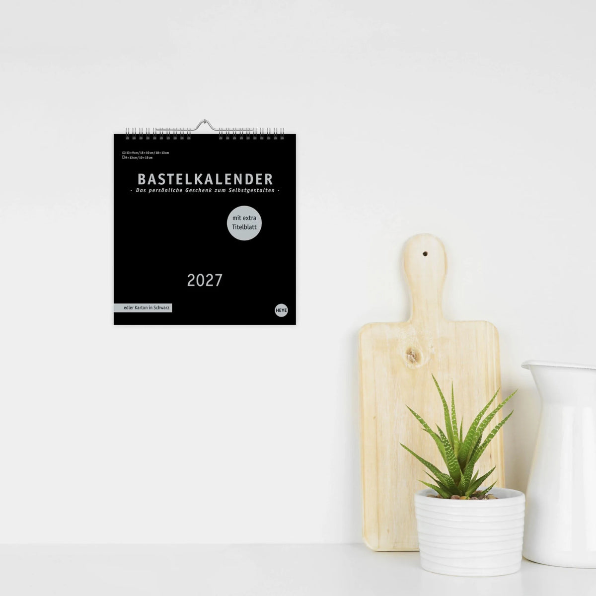 Premium-Bastelkalender schwarz mittel 2027 – Ansicht