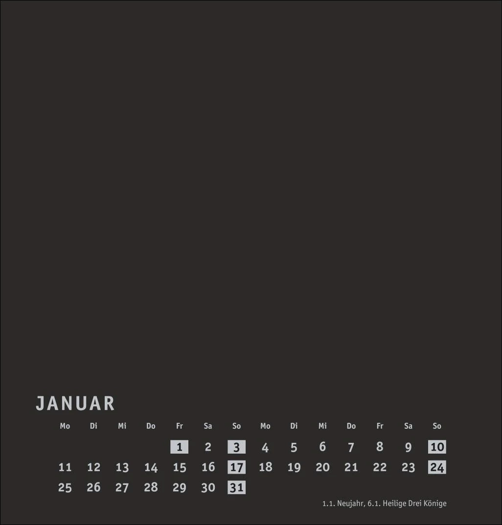 Premium-Bastelkalender schwarz mittel 2027 – Ansicht