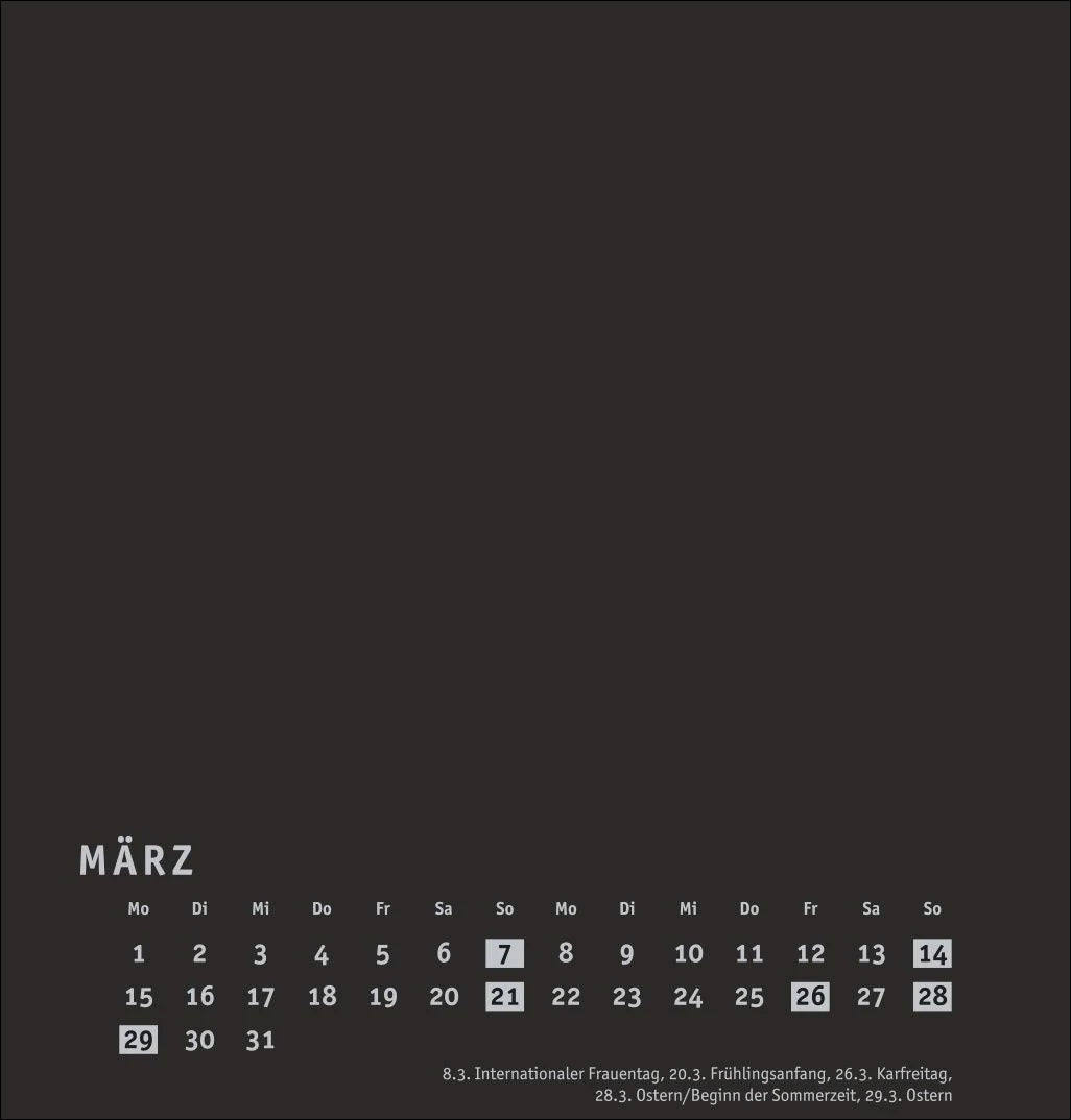 Premium-Bastelkalender schwarz mittel 2027 – Ansicht