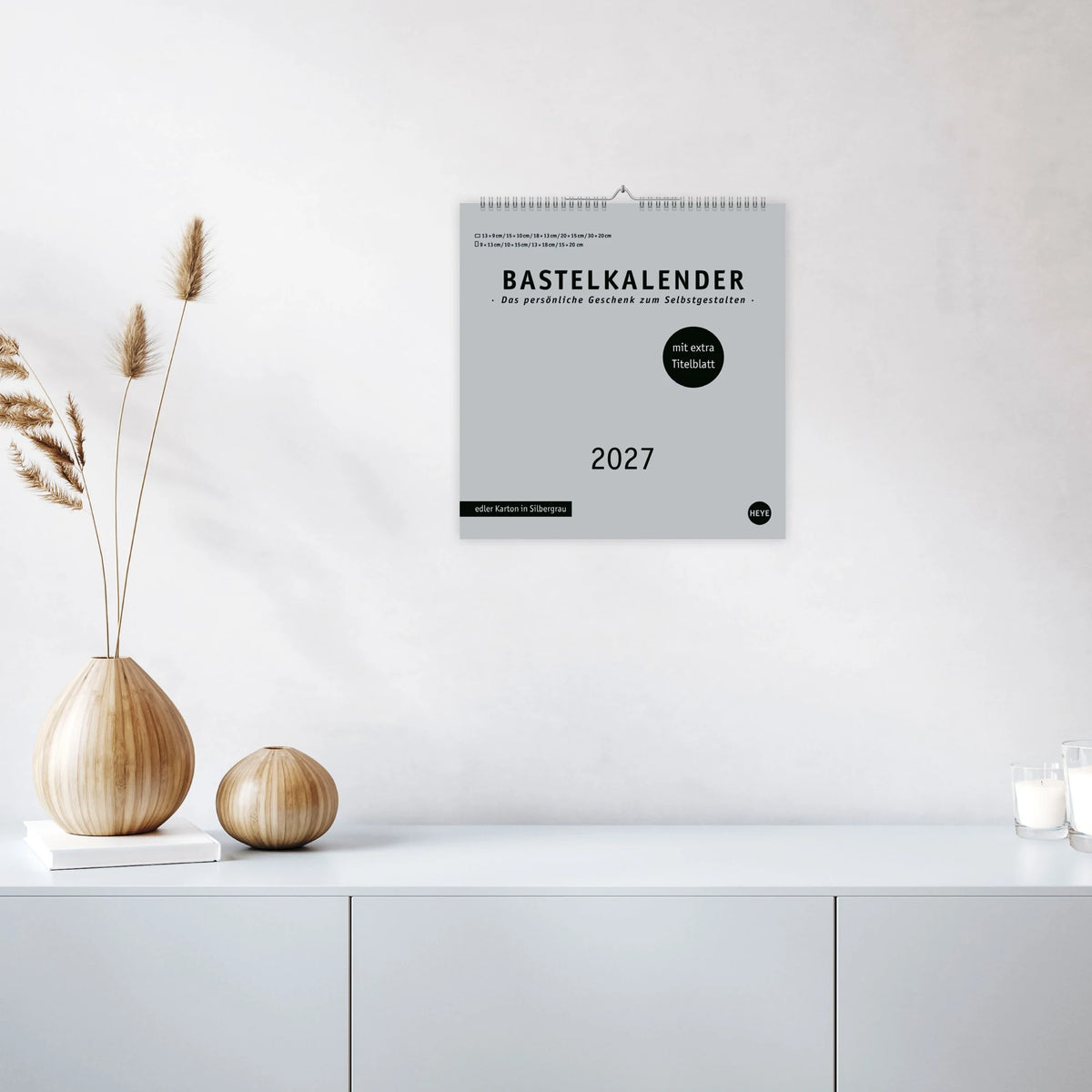 Premium-Bastelkalender silbergrau groß 2027 – Ansicht