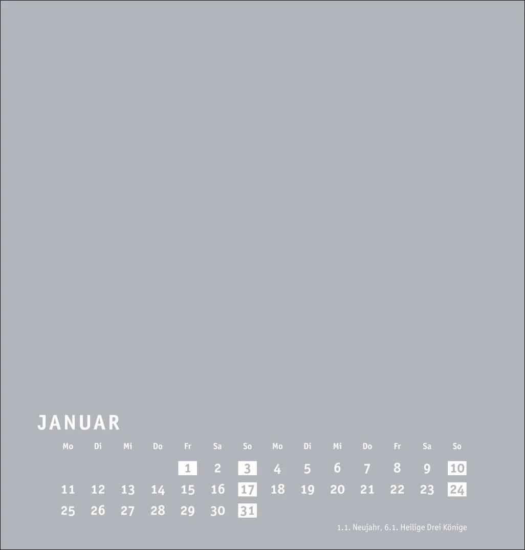 Premium-Bastelkalender silbergrau mittel 2027 – Ansicht