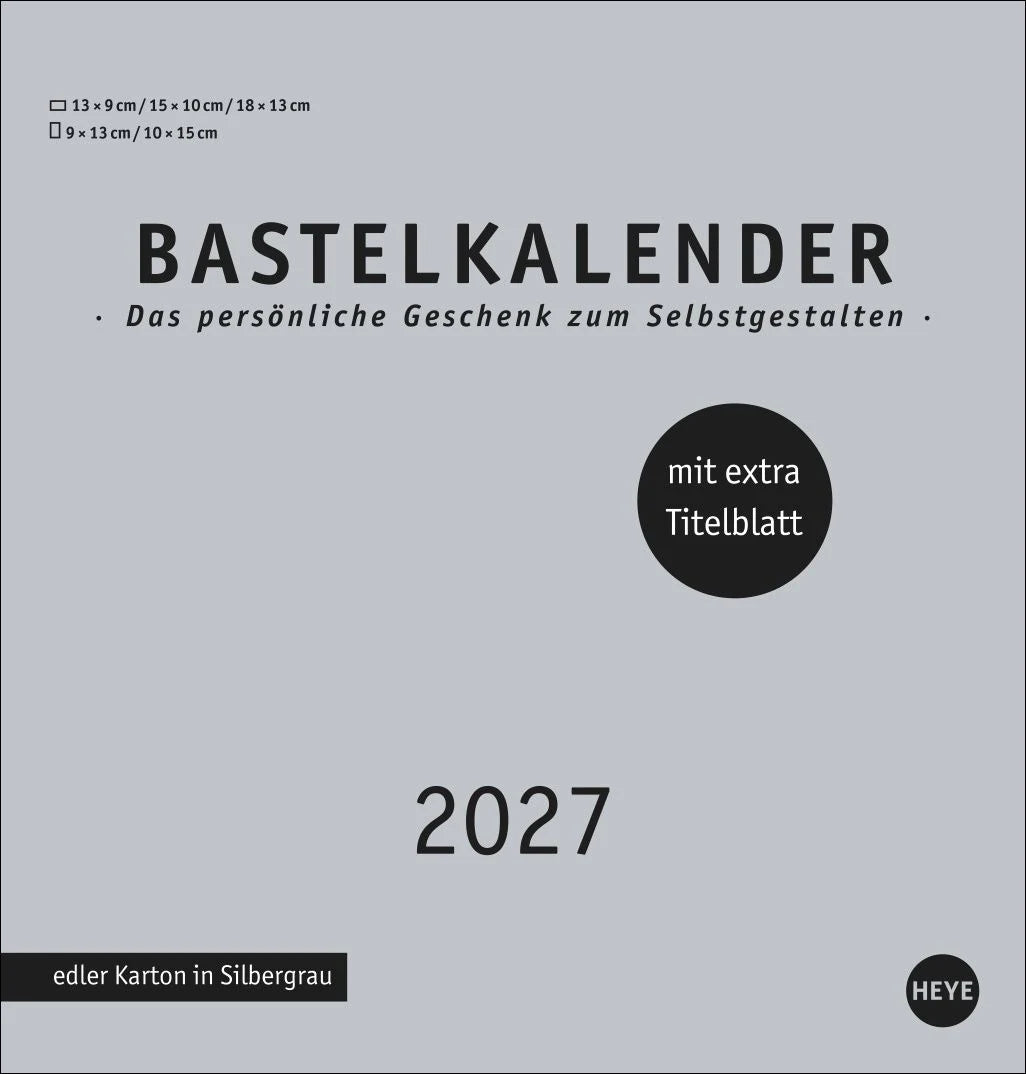 Bastelkalender: Premium-Bastelkalender silbergrau mittel 2027