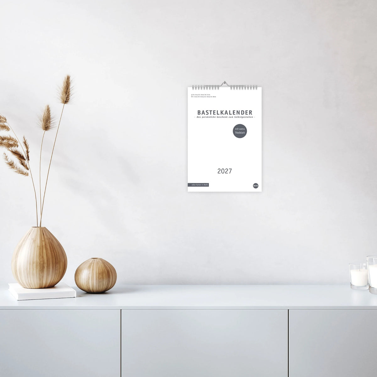 Premium-Bastelkalender weiß A4 2027 – Ansicht