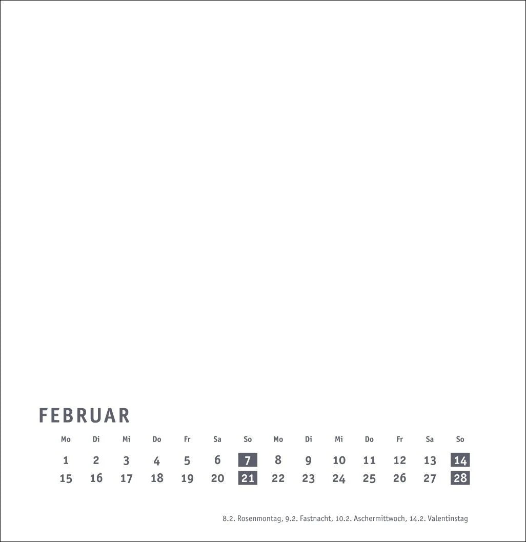 Premium-Bastelkalender weiß groß 2027 – Ansicht