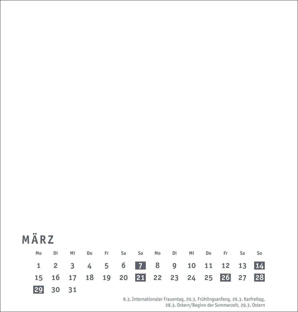 Premium-Bastelkalender weiß mittel 2027 – Ansicht