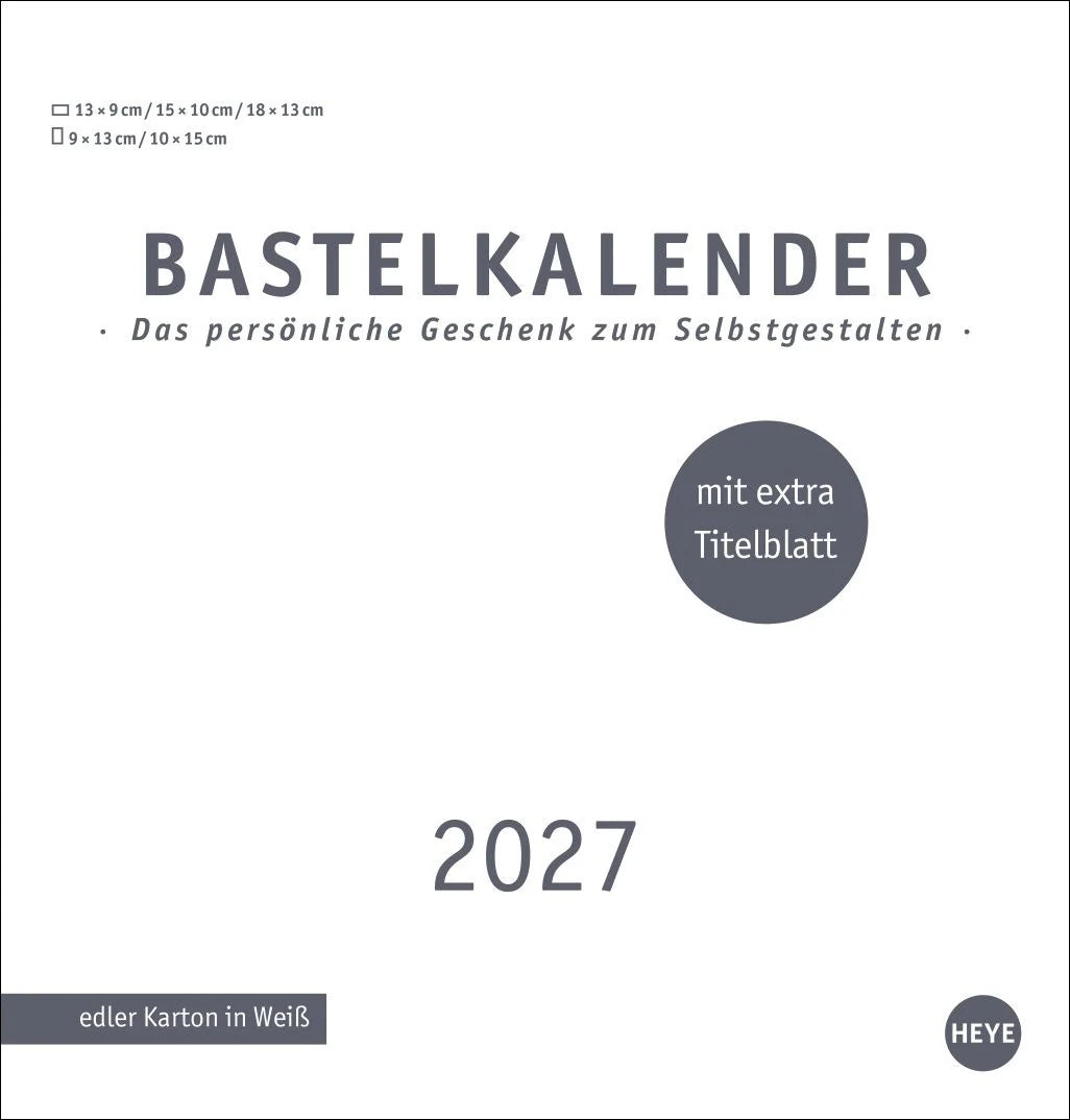 Bastelkalender: Premium-Bastelkalender weiß mittel 2027