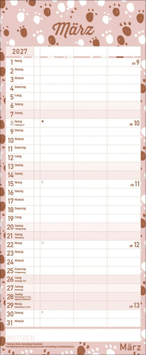 Premium Familientimer Tag für Tag 2027 – Ansicht