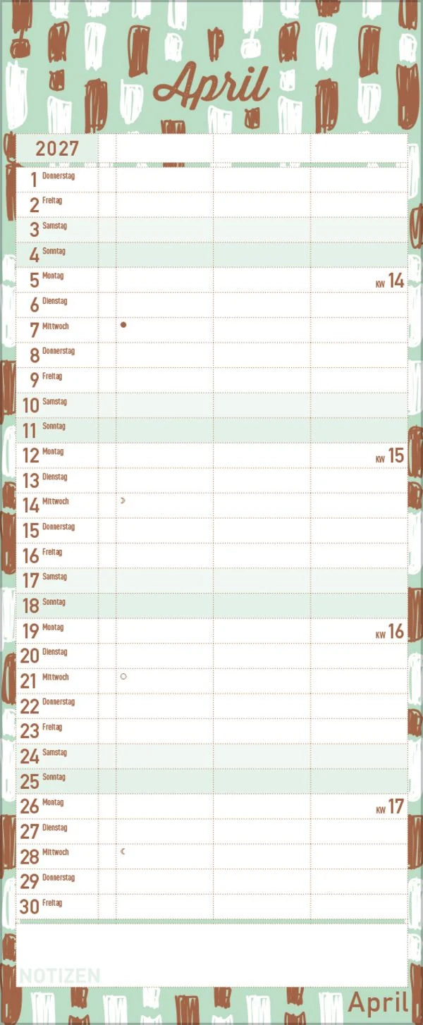 Premium Familientimer Tag für Tag 2027 – Ansicht