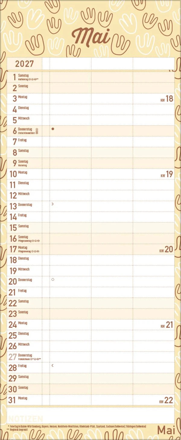 Premium Familientimer Tag für Tag 2027 – Ansicht