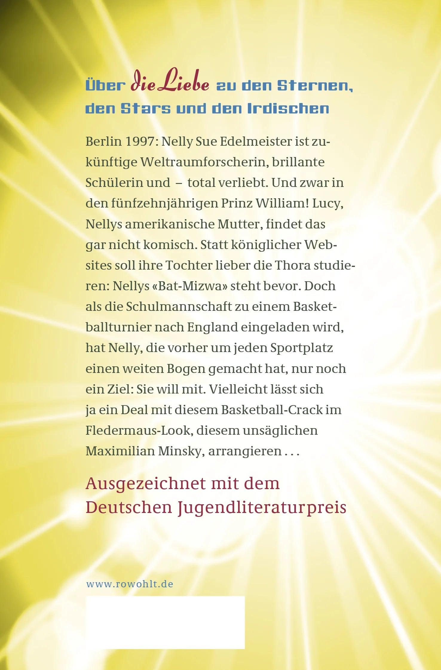Buchrückseite von 'Prinz William, Maximilian Minsky und ich' mit Klappentext - Taschenbuch