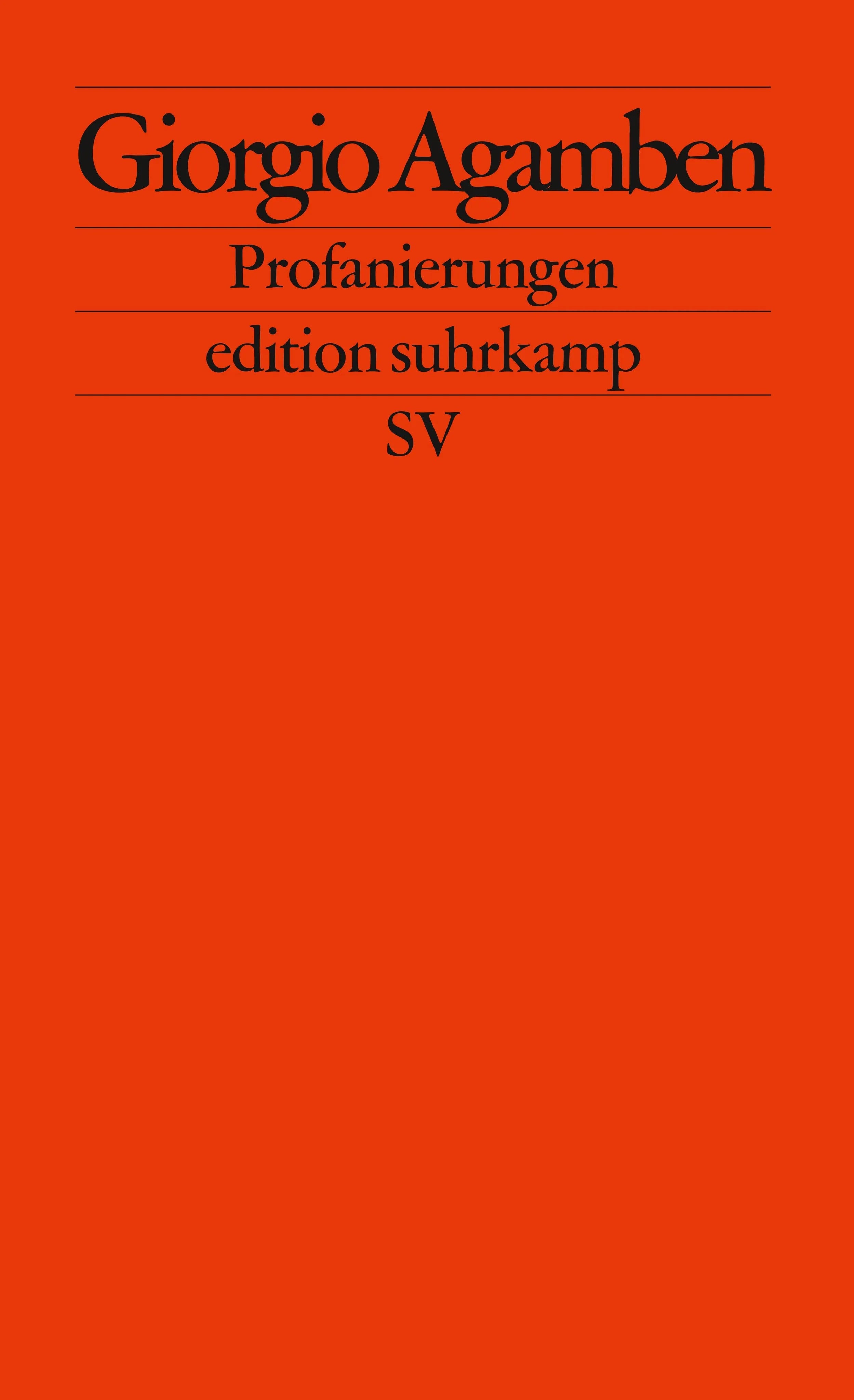 Buchcover von 'Profanierungen' - Taschenbuch von Giorgio Agamben