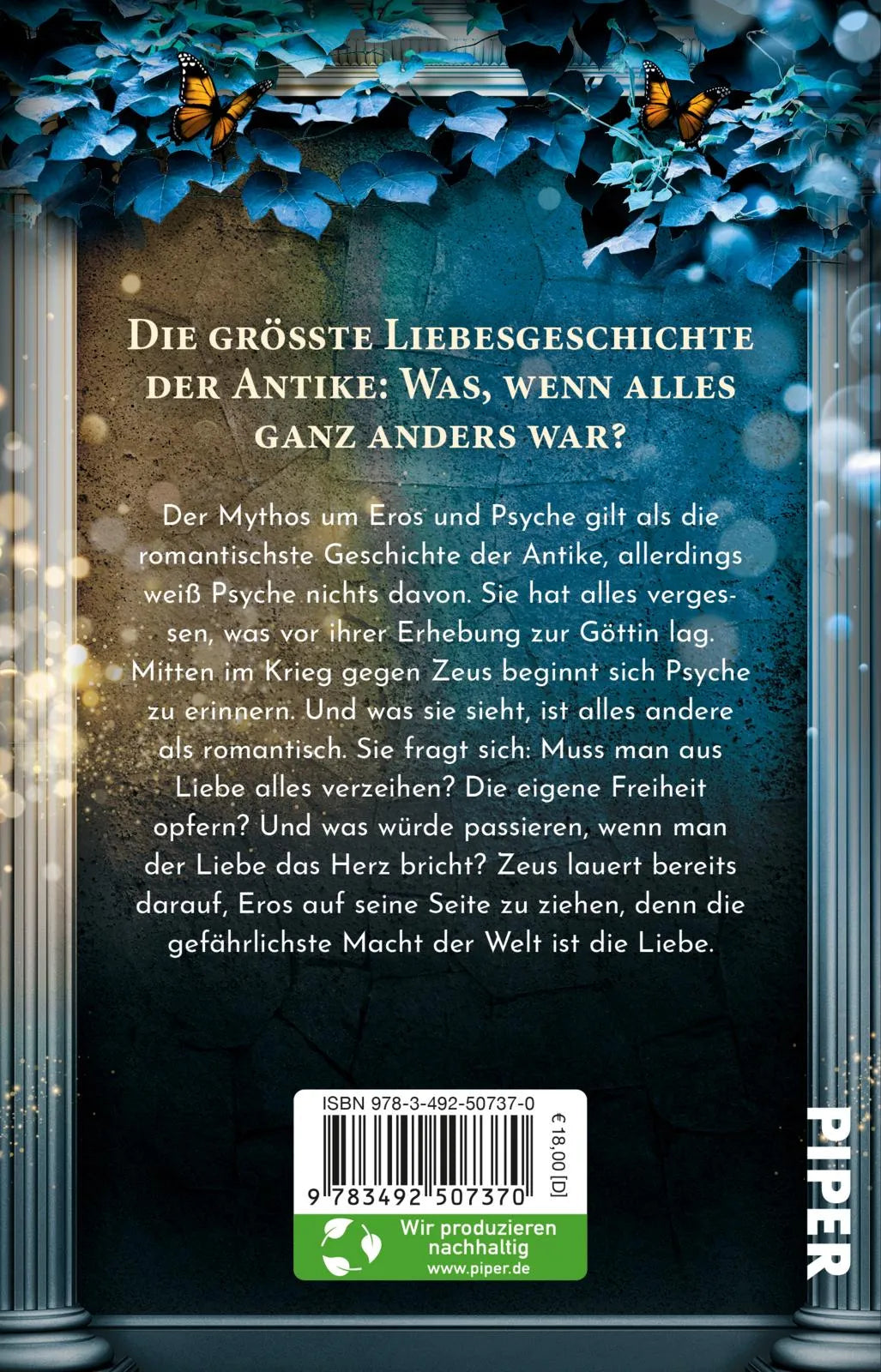 Buchrückseite von 'Psyche: Verdammt frei' mit Klappentext - Taschenbuch