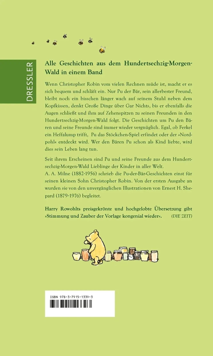 Buchrückseite von 'Pu der Bär. Gesamtausgabe' mit Klappentext - Gebundene Ausgabe