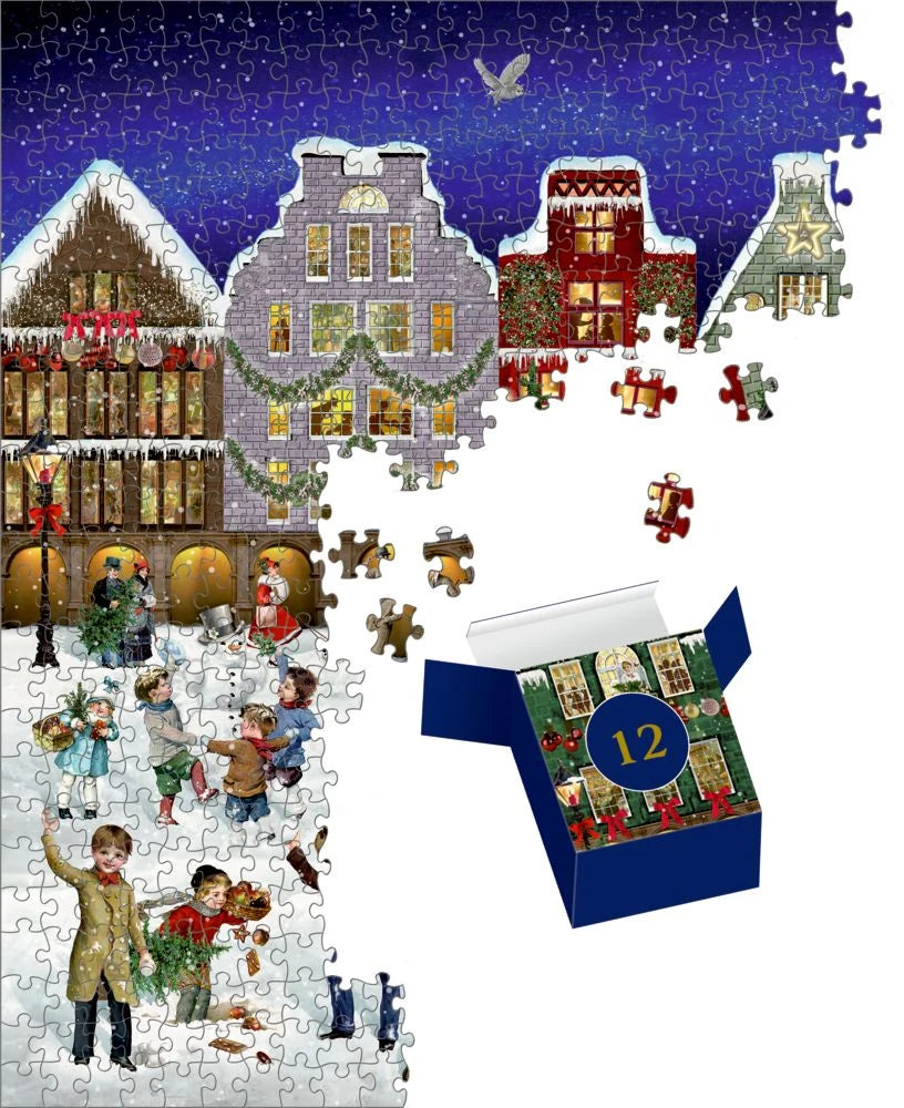 Puzzle-Adventskalender – Winterabend in der Stadt – Ansicht