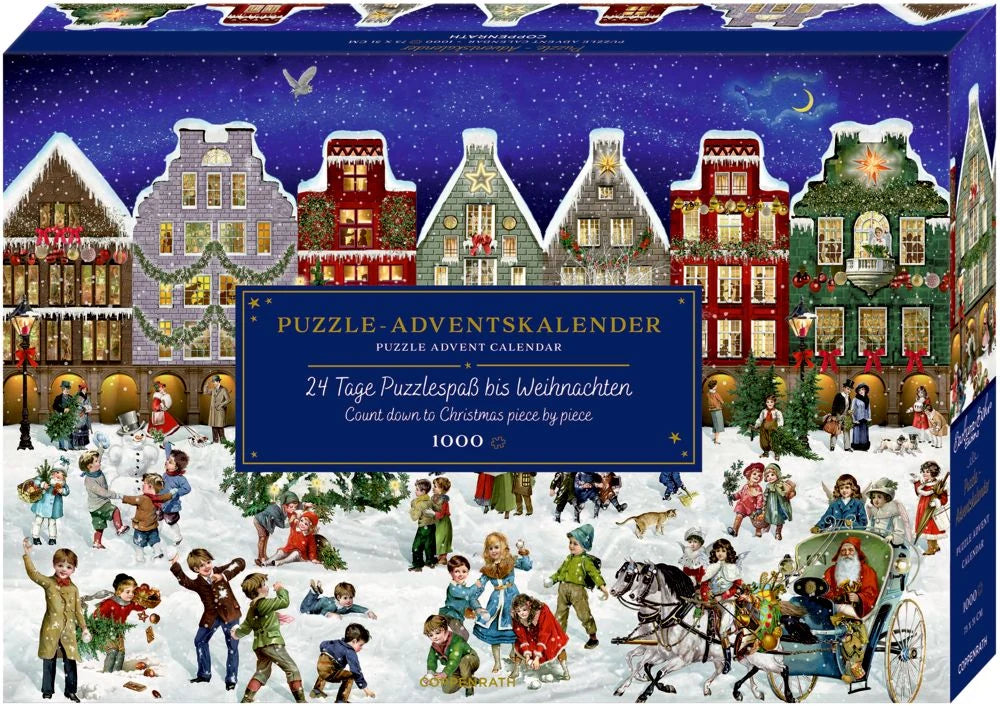 Puzzle-Adventskalender – Winterabend in der Stadt – Ansicht