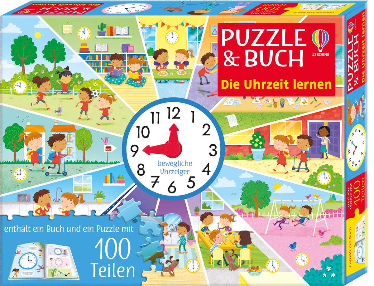 Puzzle: Puzzle & Buch: Die Uhrzeit lernen