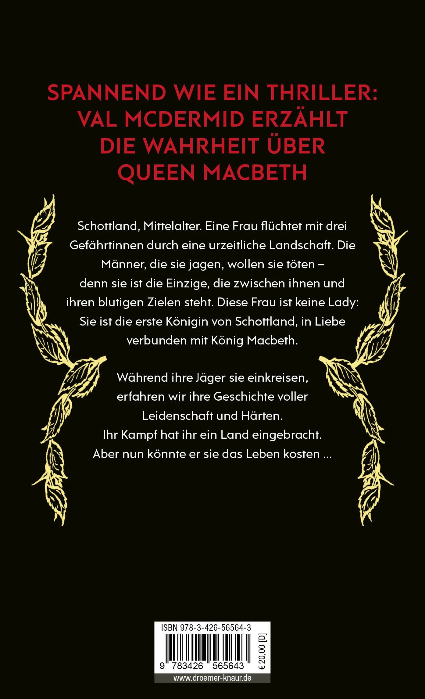Buchrückseite von 'Queen Macbeth' mit Klappentext - Gebundene Ausgabe