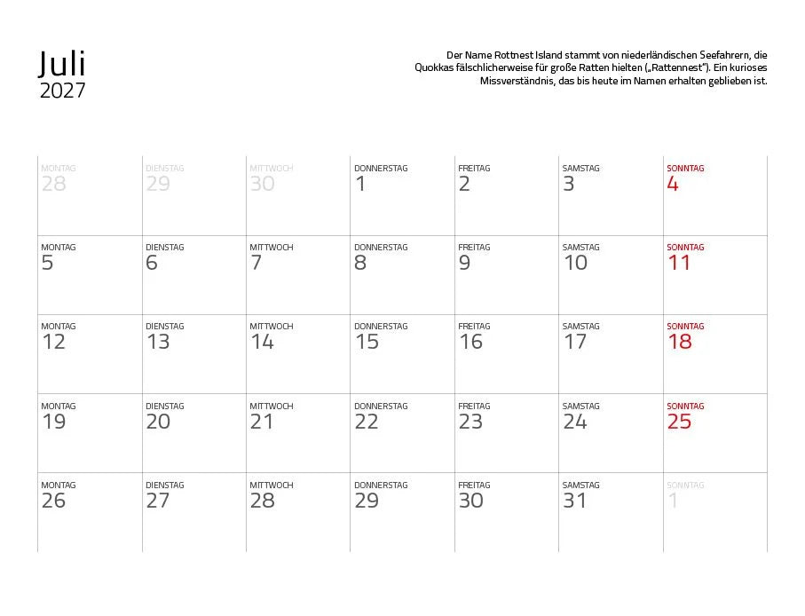 Quokka 2027 Planer Eintragkalender – Ansicht