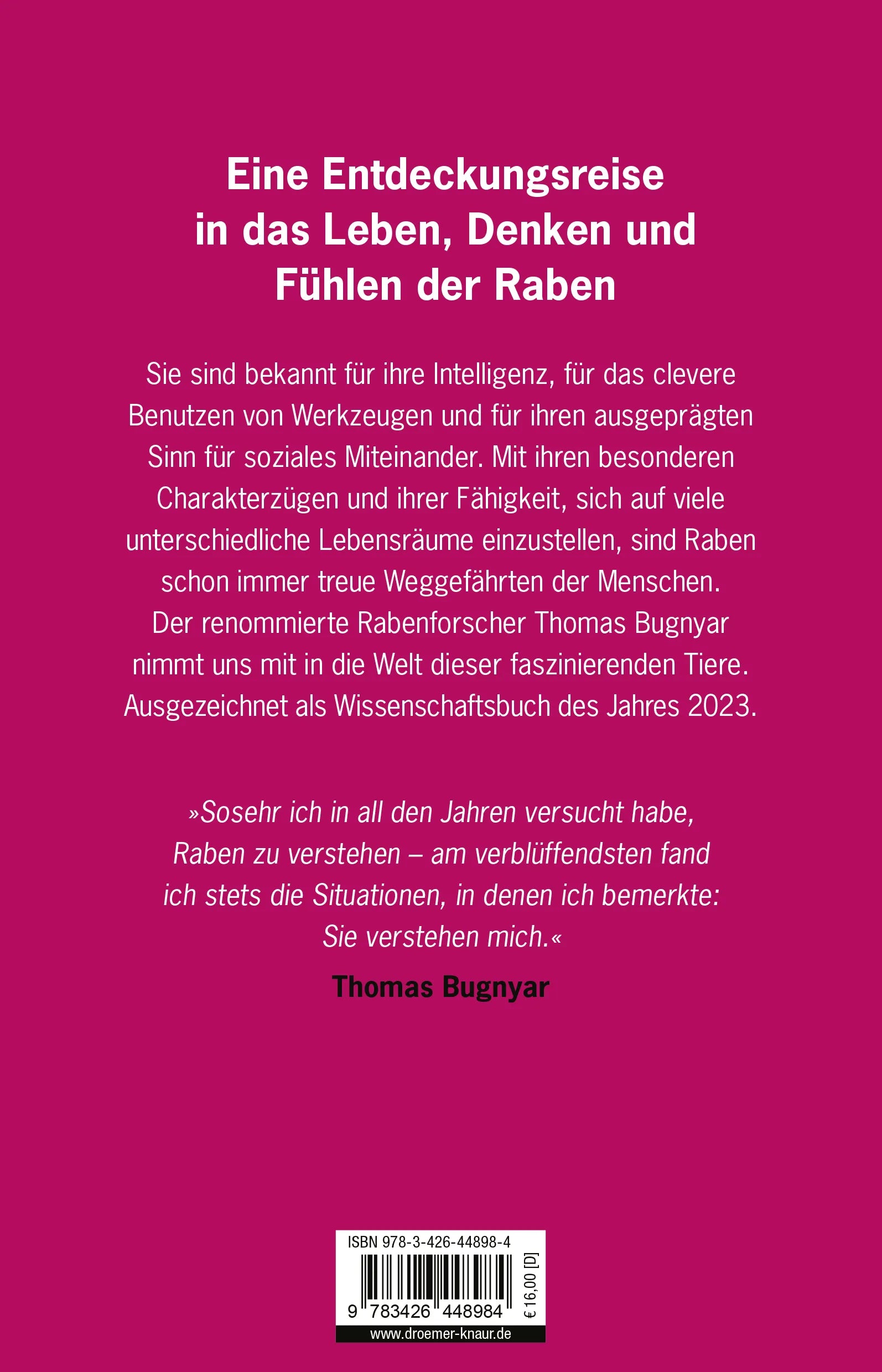 Buchrückseite von 'Raben' mit Klappentext - Taschenbuch